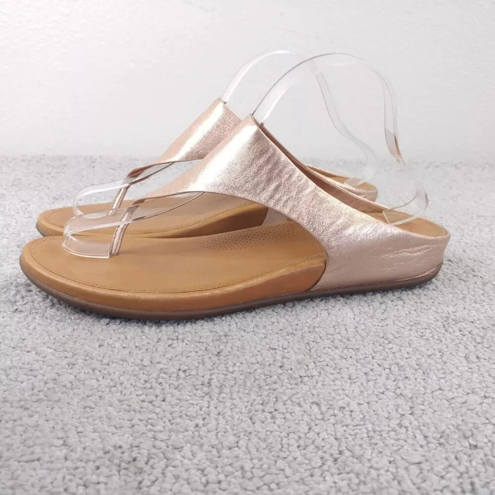 Fitflop Banda Sandal Womens 10 Thong Wedge Leather Comfort Slip On Shoes Pink - Picture 2 of 8